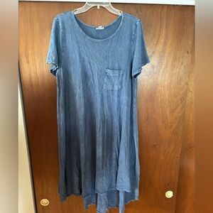LuLaRoe Blue Asymmetrical Short Sleeve Carly Dress